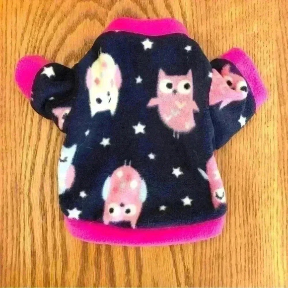 🌈 6/$60, NWOT, Dog Fleece, Sweater, Owl Theme, Blue/Pink, XSmall - Picture 8 of 8